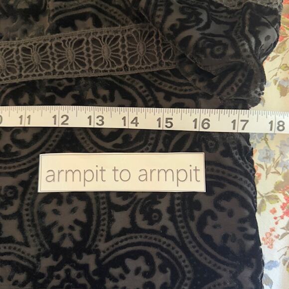 Womens Black Velvet Burnout Mini Dress Small Whimsigoth Dark Fairy Grunge Vamp - Picture 6 of 12